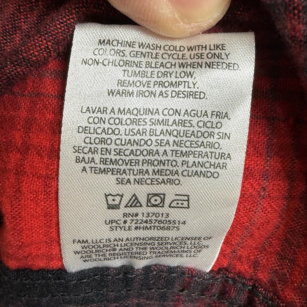 Vintage Woolrich Flannel Shirt Men's Large Red Black Plaid Work Pockets Cotton - Picture 8 of 8